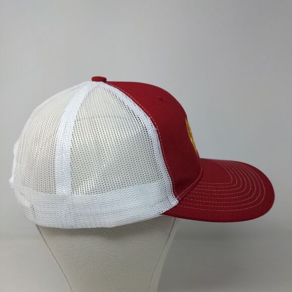 Con Fuerza Men's Snapback Mesh Back Hat Red White Embroidered Logo Adjustable - Picture 4 of 8